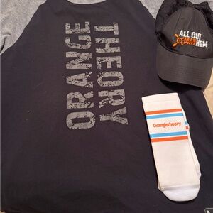 Orange Theory Black and Gray Shirt with Cap and Socks